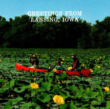 Greetings From Lansing Iowa IA Canoe Among The Lotus 1973 Chrome Postcard picture