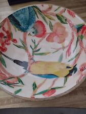 Opal House Mango Wood India Bowl Resin Interior Bowl Island  Bird Floral 10” picture