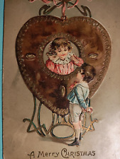 A MERRY CHRISTMAS ANTIQUE POSTCARD,EMBOSSED picture
