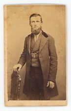Antique CDV With Printing Error Circa 1860s Man With Chin Beard Lewisburg, PA picture