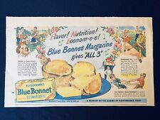 1945 Blue Bonnet Fleischmann’s Margarine Newspaper Print Ad Color Half Page Ad picture