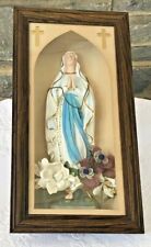 Antique Virgin Mary Chalkware Altar Box Hangs on Wall Art picture