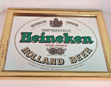 Vintage Heineken Mirror Beer Sign  Glass Mirror Gold Colored Frame Gold Leaf picture