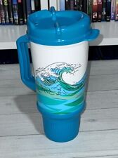 VTG Whirley 7 Eleven Big Gulp Travel Mug Cup With Handle And Lid Teal Green Blue picture