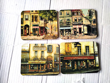 Vintage Coasters Depicting 4 Different Parisian City Scenes Set of 4 picture
