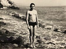 1967 Handsome Shirtless Man Trunks Bulge Muscular Guy Gay Int VINTAGE OLD PHOTO picture