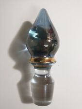 Vintage Clear Blue with Gold Edge Solid Glass Decanter Stopper Lid ONLY  picture