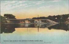 Bruce Pond Showing Railroad Bridge Hudson Massachusetts Postcard picture