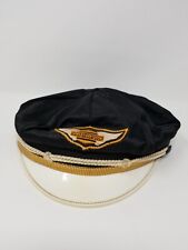 VTG 40s 50 Harley Davidson Captain's Hat - Great Shape Size 7 1/4 - Gold Band picture