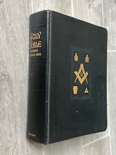 ✝️ Vintage 1953 Holman Masonic Free Mason Holy Bible KJV with Ref Dictionary picture