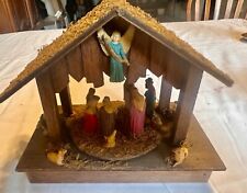 Vintage Away in a Manger Nativity Music Box Art Plastics Hong Kong Jesus Mary picture