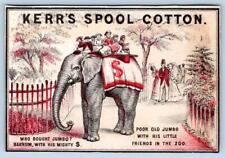 KERR'S SPOOL COTTON THREAD JUMBO ELEPHANT BARNUM ZOO DOUBLE SIDED COLOR TRADE CD picture