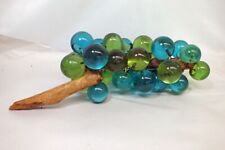 Vtg 1970s Acrylic Grape Cluster Green Aqua Blue Ball MCM Retro Wood Sculpture picture