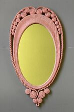 Vintage Rare PINK 1960's 16 x 30 MCM Burwood Wall Mirror Scrolls Rattan Look picture