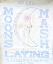 Vintage Cloth Moons Mash Laying 100lb Feed Bag Rare Moon Face picture