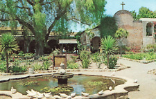 San Juan Capistrano CA, Mission Old Arches Garden Fountain Pool Vintage Postcard picture
