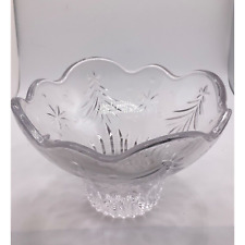 6” Crystal Vintage Footed Bowl - Scalloped Edges, Classic Christmas Tree Design picture