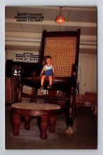 Amana IA-Iowa, Giant Rocking Chair, Schanz Furniture, Antique Vintage Postcard picture