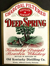 1950s Deep Spring Kentucky Straight Bourbon Whiskey Label Superb Graphics 