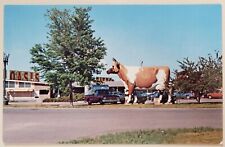 Vintage Postcard Wisconsin's Largest Cow Swiss Cheese Shop Janesville Oasis picture