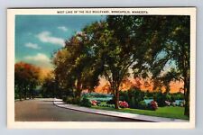 Minneapolis MN-Minnesota, West Lake Of The Isle Boulevard, Vintage Postcard picture