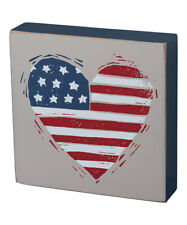 Primitives by Kathy Patriotic Heart 4th of July Block Sign  picture