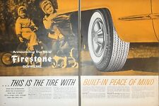 Vintage Print Ad 1956 Firestone Tire Double Page Ad Safety Retro Car Auto Garge  picture