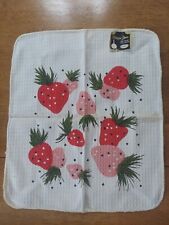 Vtg Dish Cloth Morgan Jones STRAWBERRY 1960s Textured Cotton pink Red W Tag READ picture
