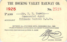 HOCKING VALLEY  1925 RAILWAY RR RY RWY RAILROAD PASS picture