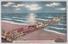 Postcard New Jersey Atlantic City World Famed Steel Pier Night Vintage Unposted picture