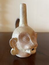 Pre Columbian Moche  Peruvian Ceramic  Stirrup Handle Monkey Vessel picture