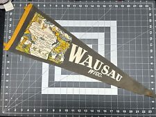 VINTAGE Wausau Wisc. 24”felt pennant banner Gray/White picture
