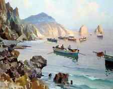 Oil painting Boats-in-a-Rocky-Cove-2-Edward-Potthast impression harbor landscape picture