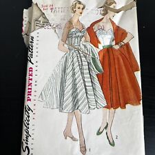 Vintage 1950s Simplicity 3880 Skirt Boned Bodice + Stole Sewing Pattern 14 CUT picture