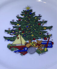 VTG Cuthbertson Set Of 4 Red Rim 6.5” “American Christmas Tree” Bread Plates picture