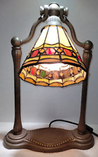 Vintage Wishbone/Harp shape Accent Lamp with Stained Glass Shade picture