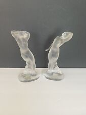 Signed Lalique Crystal, DANSEUSE Frosted Nude Female Dancer Pair Figurines picture