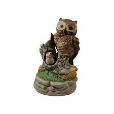 Porcelain Owl with Baby Owl on a Branch.  7.5 Inches -Vintage picture