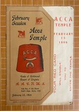Shriners Fraternal Organization ACCA TEMPLE RICHMOND VA FEBRUARY 1906 BOOKLET picture
