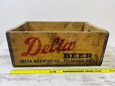 Rare Vtg Delta Brewing Company Escanaba Michigan Wood Beer Crate Pre Prohibition picture