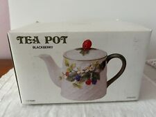 NEW Vintage Hand painted Otagiri Blueberry Teapot in Box . picture