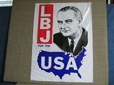 1964 For Pres. Poster  LBJ For the USA Plastic vs. Goldwater  17.75 x 24