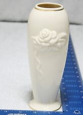 Lenox Ivory Embossed Rose Porcelain Vase with Gold Trim 6