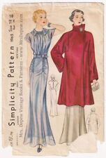 RARE Vintage Sewing Pattern 1930s Formal Evening Gown, Coat Simplicity 1965 picture