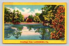 Lanesboro Pennsylvania PA Lake Postcard picture