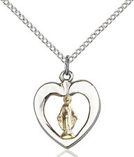 Small Sterling Silver Our Lady Grace Miraculous Virgin Mary Medal Necklace picture