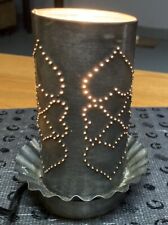 Vintage  punched metal lamp Hearts 5.75” tall picture