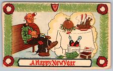1906 Happy New Year American Journal Examiner Dreaming of Fancy Meal Postcard J8 picture