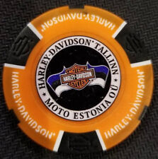 HD TALLINN~MOTO ESTONIA OU~(Orange/Black) Full Color Intl. Harley Poker Chip  picture
