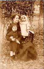 RPPC Sepia Seated Mom Children picture